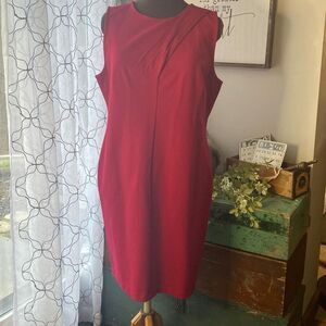 Talbots petites sleeveless dress womens 16 petite red stretchy office career chu